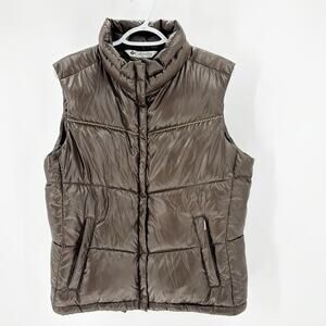 Columbia brown puffer vest down filled winter ski western country size large